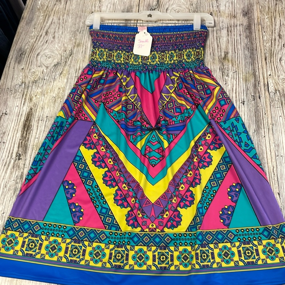 NWT Beautiful,Colorful,Boho, Stretchy&Strapless, Dress